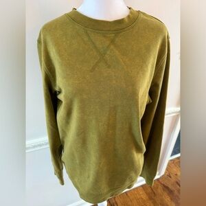 Original Use Olive Green Acid Wash Crewneck Sweatshirt